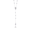 Thumbnail Image 2 of Round-Cut Blue & White Lab-Created Sapphire Cross Lariat Necklace Sterling Silver 18”