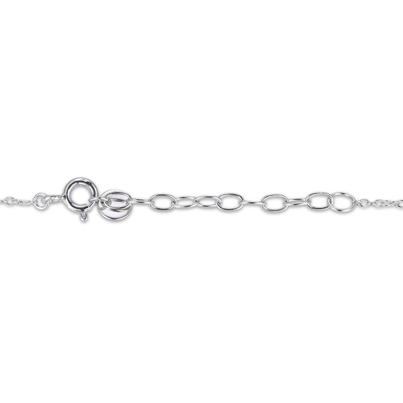 Main Image 4 of Round-Cut Blue & White Lab-Created Sapphire Cross Lariat Necklace Sterling Silver 18”