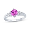 Cushion-Cut Pink & White Lab-Created Sapphire Ring Sterling Silver