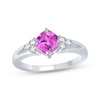 Thumbnail Image 0 of Cushion-Cut Pink & White Lab-Created Sapphire Ring Sterling Silver