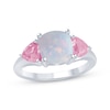 Thumbnail Image 0 of Cushion-Cut Lab-Created Opal & Trillion-Cut Pink Lab-Created Sapphire Ring Sterling Silver