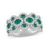 Oval & Round-Cut Lab-Created Emerald & White Lab-Created Sapphire Ring Sterling Silver