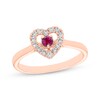 Thumbnail Image 1 of Round-Cut Lab-Created Ruby & Diamond Ring 1/5 ct tw 10K Rose Gold