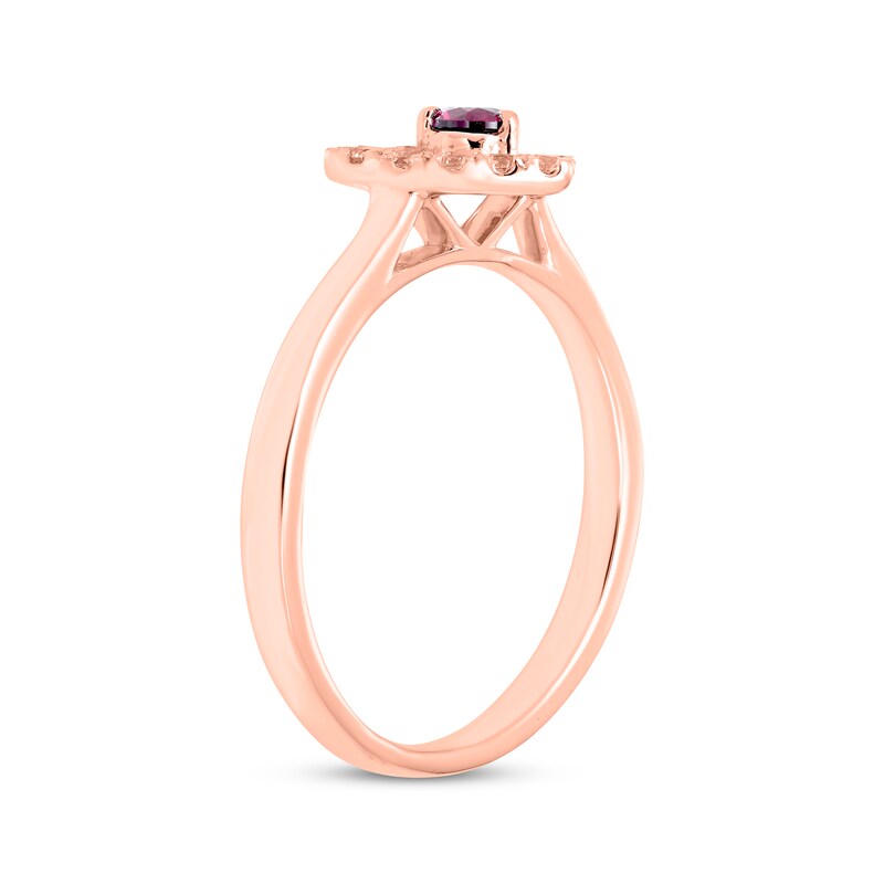 Main Image 2 of Round-Cut Lab-Created Ruby & Diamond Ring 1/5 ct tw 10K Rose Gold