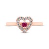 Thumbnail Image 3 of Round-Cut Lab-Created Ruby & Diamond Ring 1/5 ct tw 10K Rose Gold