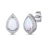 Thumbnail Image 3 of Pear-Shaped Lab-Created Opal & Round-Cut White Lab-Created Sapphire Stud Earrings, Necklace & Ring Gift Set Sterling Silver 18" - Size 7