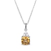 Thumbnail Image 0 of Cushion-Cut Citrine & Round-Cut White Lab-Created Sapphire Necklace Sterling Silver 18“