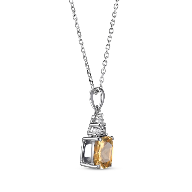 Cushion-Cut Citrine & Round-Cut White Lab-Created Sapphire Necklace Sterling Silver 18“