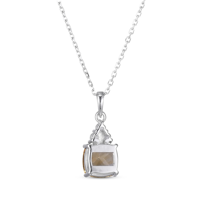 Cushion-Cut Citrine & Round-Cut White Lab-Created Sapphire Necklace Sterling Silver 18“