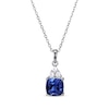 Thumbnail Image 0 of Cushion-Cut Blue Lab-Created Sapphire & Round-Cut White Lab-Created Sapphire Necklace Sterling Silver 18“