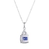 Thumbnail Image 2 of Cushion-Cut Blue Lab-Created Sapphire & Round-Cut White Lab-Created Sapphire Necklace Sterling Silver 18“