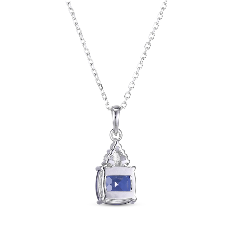 Cushion-Cut Blue Lab-Created Sapphire & Round-Cut White Lab-Created Sapphire Necklace Sterling Silver 18“