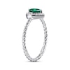 Thumbnail Image 1 of Heart-Shaped Lab-Created Emerald & Round-Cut White Lab-Created Sapphire Heart Ring Sterling Silver