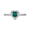 Thumbnail Image 2 of Heart-Shaped Lab-Created Emerald & Round-Cut White Lab-Created Sapphire Heart Ring Sterling Silver