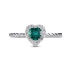Thumbnail Image 3 of Heart-Shaped Lab-Created Emerald & Round-Cut White Lab-Created Sapphire Heart Ring Sterling Silver