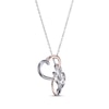 Thumbnail Image 1 of Round-Cut White Lab-Created Sapphire Hearts Necklace Sterling Silver & 10K Rose Gold 18”