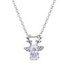Thumbnail Image 1 of Oval-Cut White Lab-Created Sapphire Deer Necklace Sterling Silver 18”