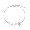Thumbnail Image 1 of Young Teen Cultured Pearl & Round-Cut Pink Lab-Created Sapphire Heart Bracelet Sterling Silver 7”