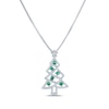 Thumbnail Image 1 of Round-Cut Lab-Created Emerald & White Lab-Created Sapphire Christmas Tree Necklace Sterling Silver 18"