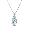 Thumbnail Image 2 of Round-Cut Lab-Created Emerald & White Lab-Created Sapphire Christmas Tree Necklace Sterling Silver 18"