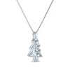 Thumbnail Image 3 of Round-Cut Lab-Created Emerald & White Lab-Created Sapphire Christmas Tree Necklace Sterling Silver 18"