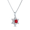 Thumbnail Image 2 of Round-Cut Lab-Created Ruby & White Lab-Created Sapphire Star of David Necklace Sterling Silver 18"