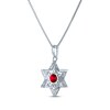 Thumbnail Image 3 of Round-Cut Lab-Created Ruby & White Lab-Created Sapphire Star of David Necklace Sterling Silver 18"
