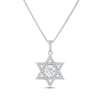Thumbnail Image 0 of Round-Cut White Lab-Created Sapphire Star of David Necklace Sterling Silver 18"