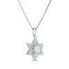Thumbnail Image 1 of Round-Cut White Lab-Created Sapphire Star of David Necklace Sterling Silver 18"