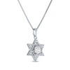 Thumbnail Image 2 of Round-Cut White Lab-Created Sapphire Star of David Necklace Sterling Silver 18"