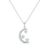 Thumbnail Image 1 of Round-Cut White Lab-Created Sapphire Moon & Star Necklace Sterling Silver 18"