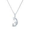 Thumbnail Image 3 of Round-Cut White Lab-Created Sapphire Moon & Star Necklace Sterling Silver 18"