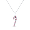 Thumbnail Image 1 of Round-Cut Lab-Created Ruby Candy Cane Necklace Sterling Silver 18"
