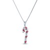 Thumbnail Image 2 of Round-Cut Lab-Created Ruby Candy Cane Necklace Sterling Silver 18"