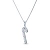 Thumbnail Image 3 of Round-Cut Lab-Created Ruby Candy Cane Necklace Sterling Silver 18"