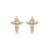 Thumbnail Image 1 of Cultured Pearl Cross Earrings 10K Yellow Gold