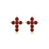 Thumbnail Image 2 of Ruby Cross Earrings 10K Yellow Gold