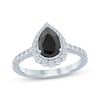 Thumbnail Image 1 of Pear-Shaped Black Diamond & Round-Cut White Diamond Engagement Ring 1-1/2 ct tw 14K White Gold