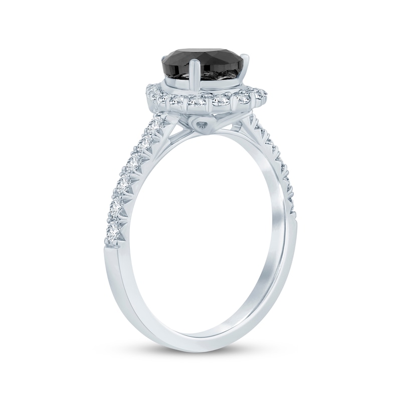 Main Image 2 of Pear-Shaped Black Diamond & Round-Cut White Diamond Engagement Ring 1-1/2 ct tw 14K White Gold