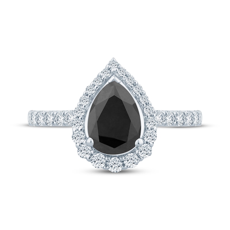 Main Image 3 of Pear-Shaped Black Diamond & Round-Cut White Diamond Engagement Ring 1-1/2 ct tw 14K White Gold