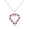 Thumbnail Image 0 of Lab-Created Ruby & Diamond Accent Heart Necklace Sterling Silver 18"