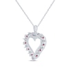 Thumbnail Image 2 of Lab-Created Ruby & Diamond Accent Heart Necklace Sterling Silver 18"