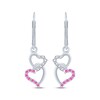 Thumbnail Image 2 of Pink & White Lab-Created Sapphire Heart Dangle Earrings Sterling Silver