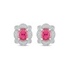 Thumbnail Image 1 of Oval-Cut Lab-Created Ruby & White Lab-Created Sapphire Vintage-Inspired Earrings Sterling Silver