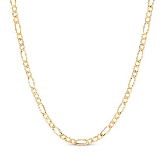 Figaro Chain Necklace 3.9mm Hollow 10K Yellow Gold 22"