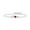 Thumbnail Image 1 of Heart-Shaped Lab-Created Ruby & White Lab-Created Sapphire "Mom" Bolo Bracelet Sterling Silver