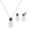Thumbnail Image 0 of Cultured Pearl & Lab-Created Ruby Bezel Gift Set Sterling Silver