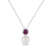 Thumbnail Image 1 of Cultured Pearl & Lab-Created Ruby Bezel Gift Set Sterling Silver