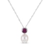 Thumbnail Image 2 of Cultured Pearl & Lab-Created Ruby Bezel Gift Set Sterling Silver