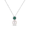 Thumbnail Image 2 of Cultured Pearl & Lab-Created Emerald Bezel Gift Set Sterling Silver